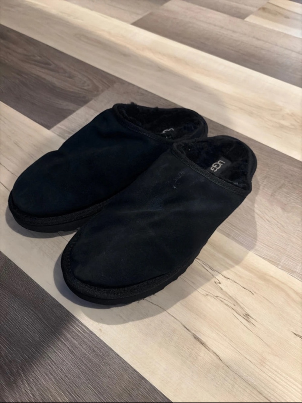 UGG Men’s Black Slip-On Suede Mules